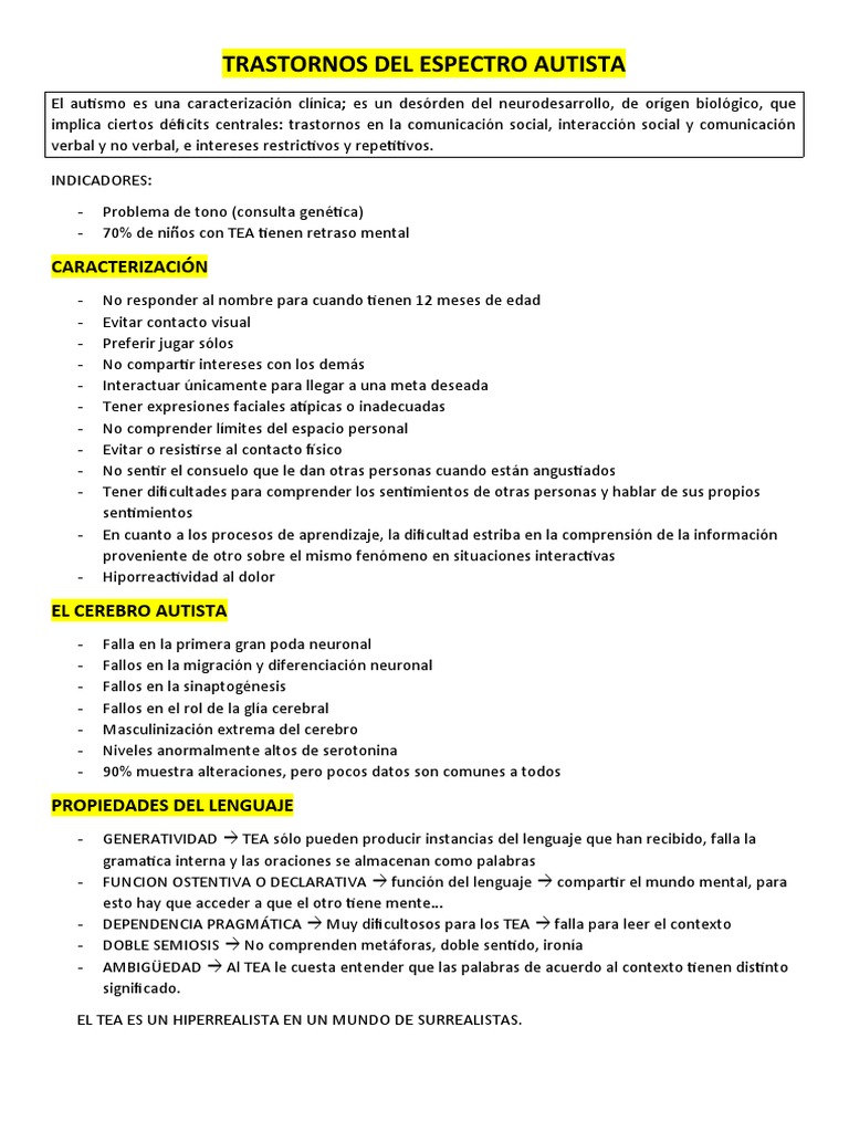 Características del Autismo Infantil | PDF | Espectro autista | Mente