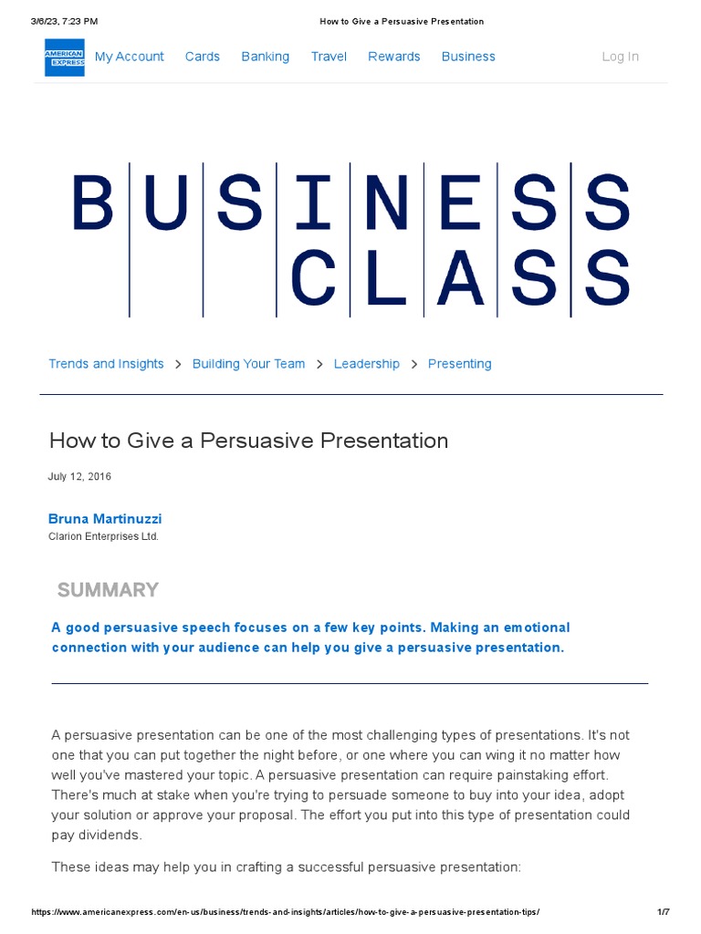 How To Give A Persuasive Presentation Pdf Persuasion Emotions