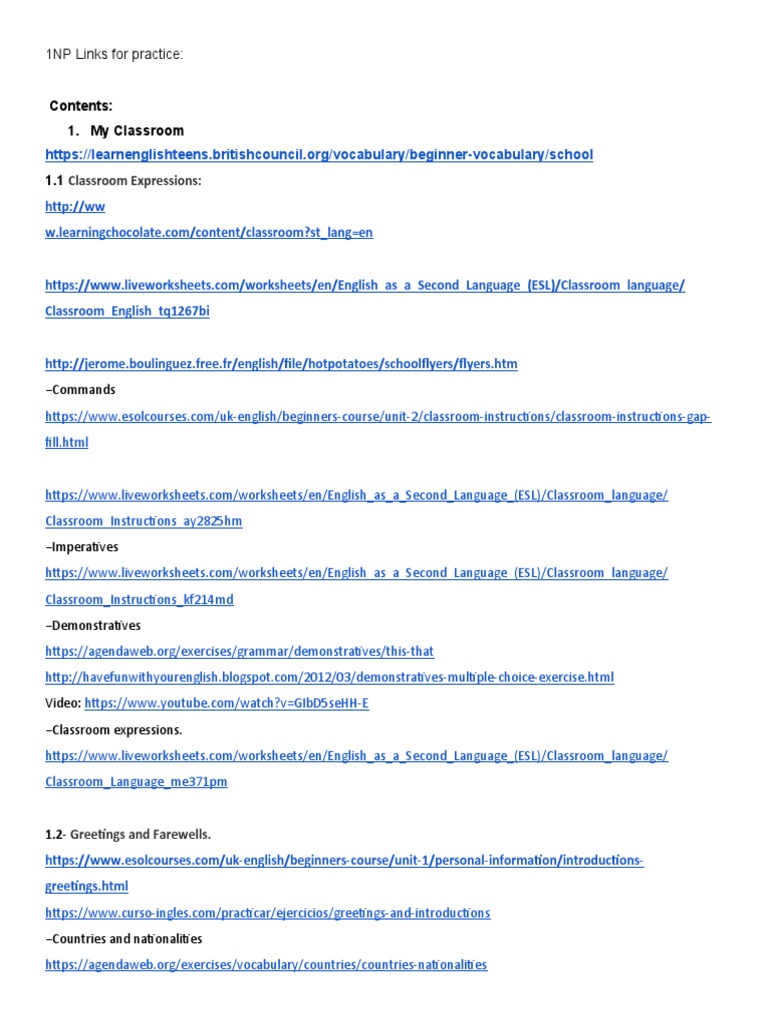 Classroom Language and Practice Links | PDF | Verb | Adverb