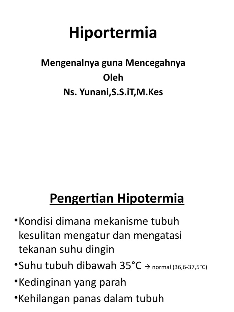 Hiportemia Pengertian Penanganan Dan Pen | PDF