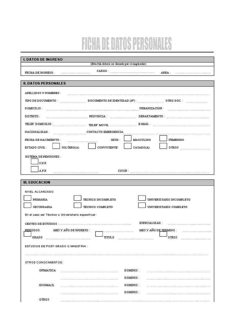 Ficha Datos Personales | PDF