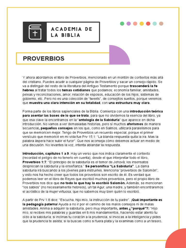 PROVERBIOS La Biblia en 40 Días | PDF | Libro de proverbios | Sabiduría