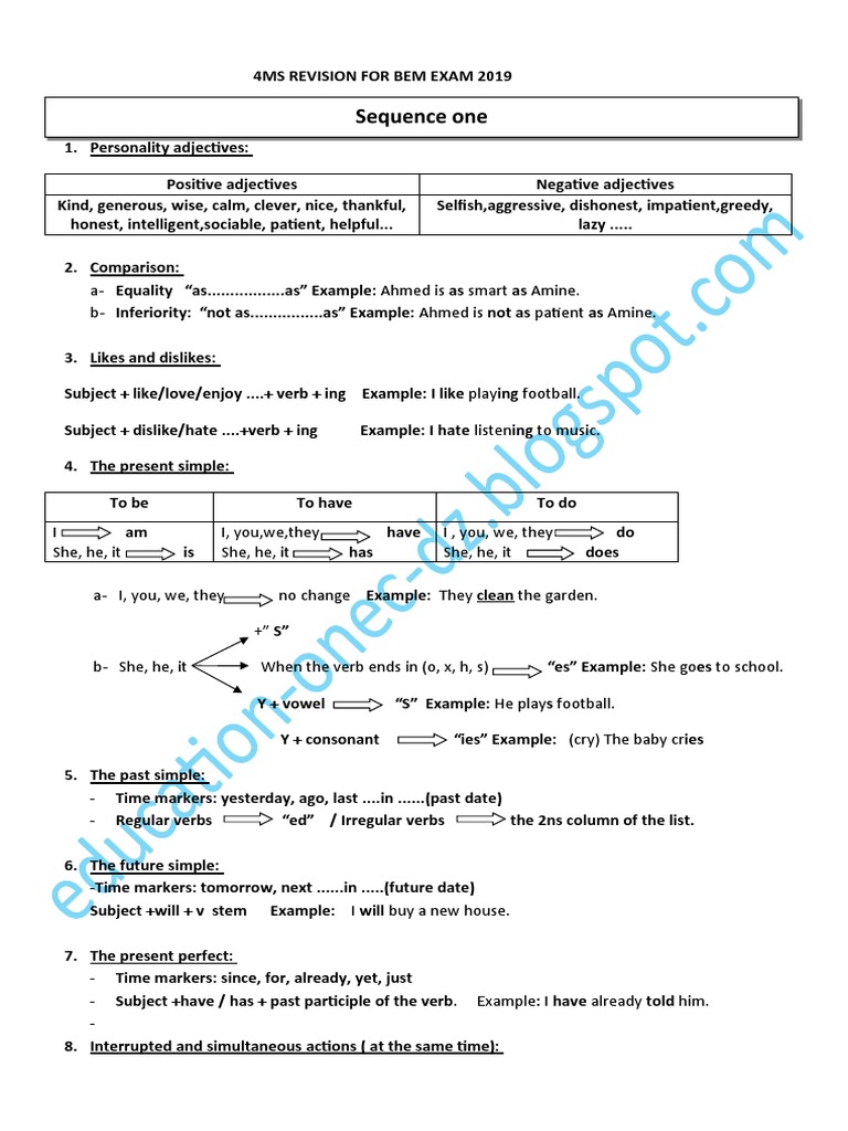 4MS BEM Exam Revision Guide 2019 | PDF | Linguistics | Linguistic ...