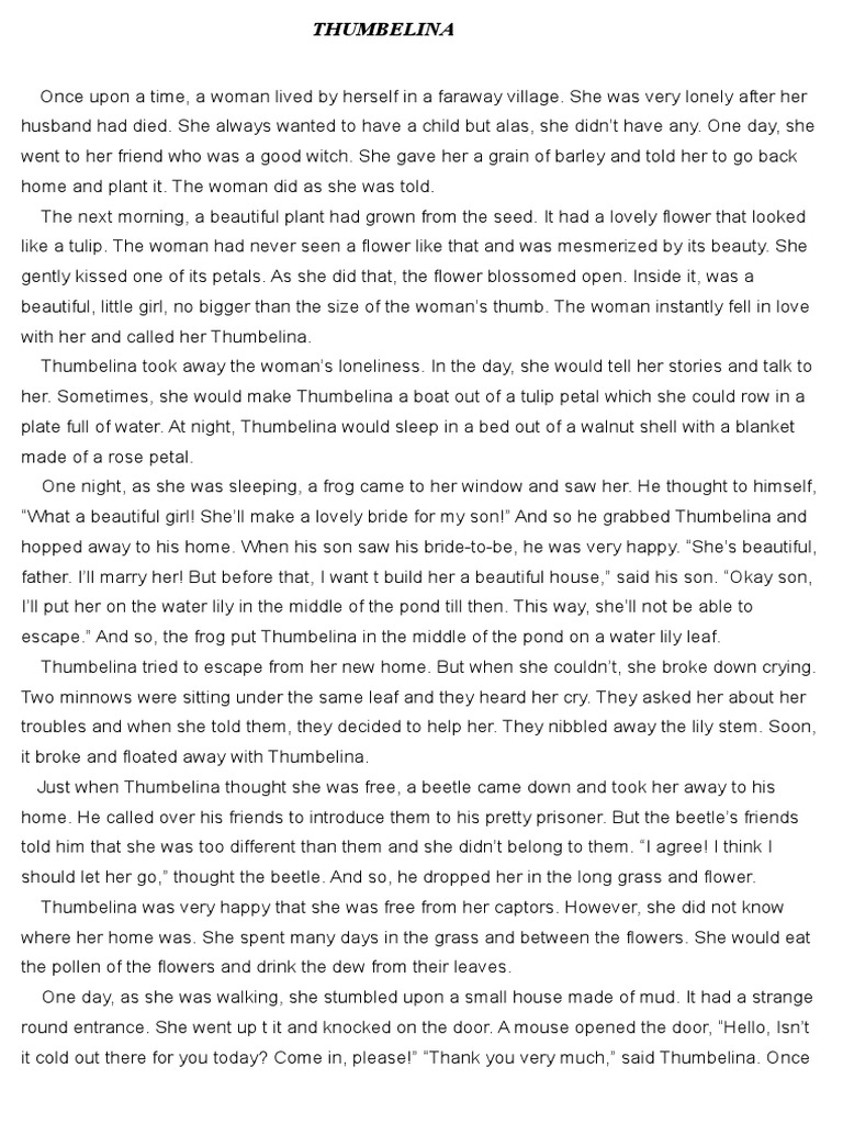 Thumbelina Story | PDF | Flowers