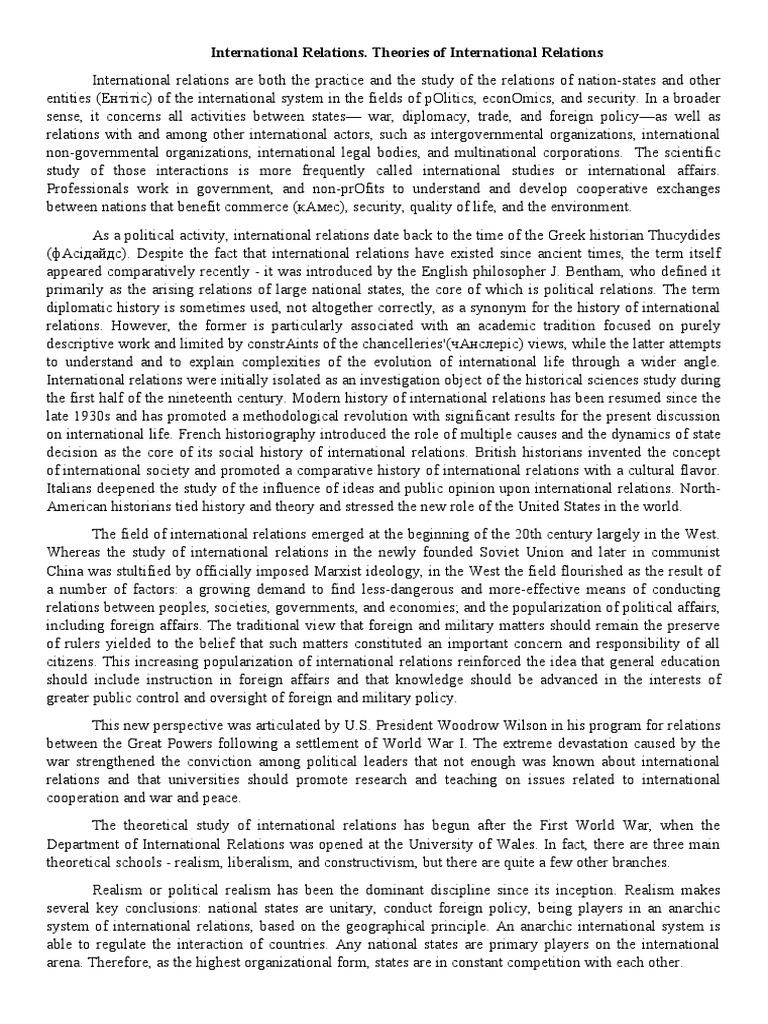 International Relations | PDF | Politics