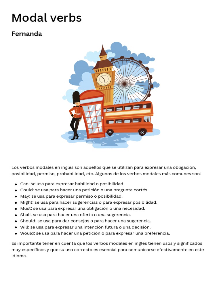 Verbos Modales en Inglés: Usos y Ejemplos | PDF