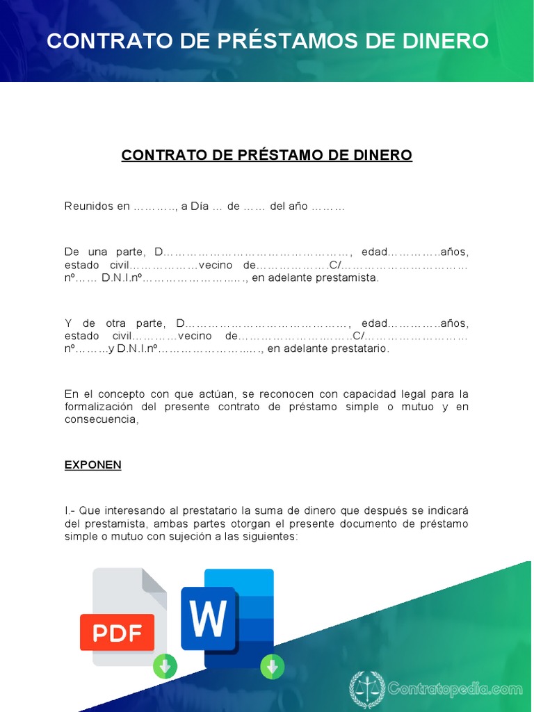 Contrato Simple de Préstamo de Dinero | PDF | Derecho privado | Dinero