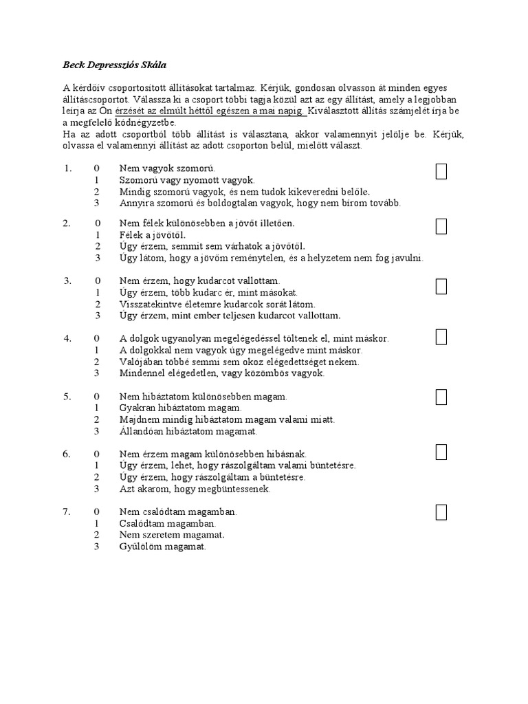 BDI RBDI Leiras Hallgatoknak | PDF