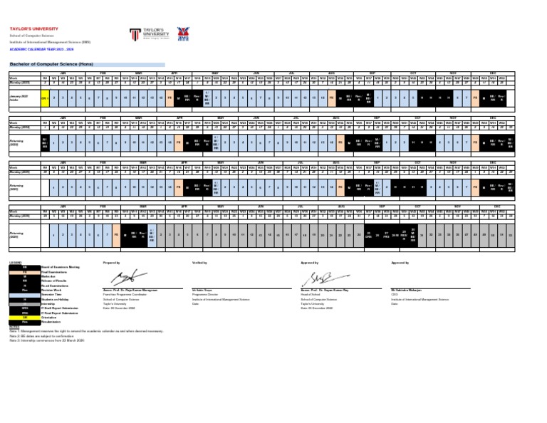 Taylor's University Academic Calendar 2023-2026 | PDF