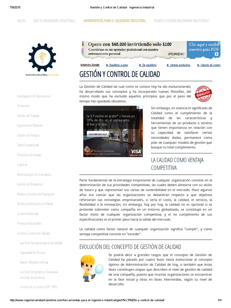 Gestión y Control de Calidad - Ingeniería Industrial | PDF | Calidad ...