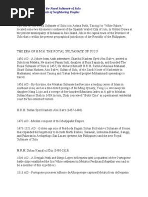 Timeline Sultanate Armed Conflict Unrest