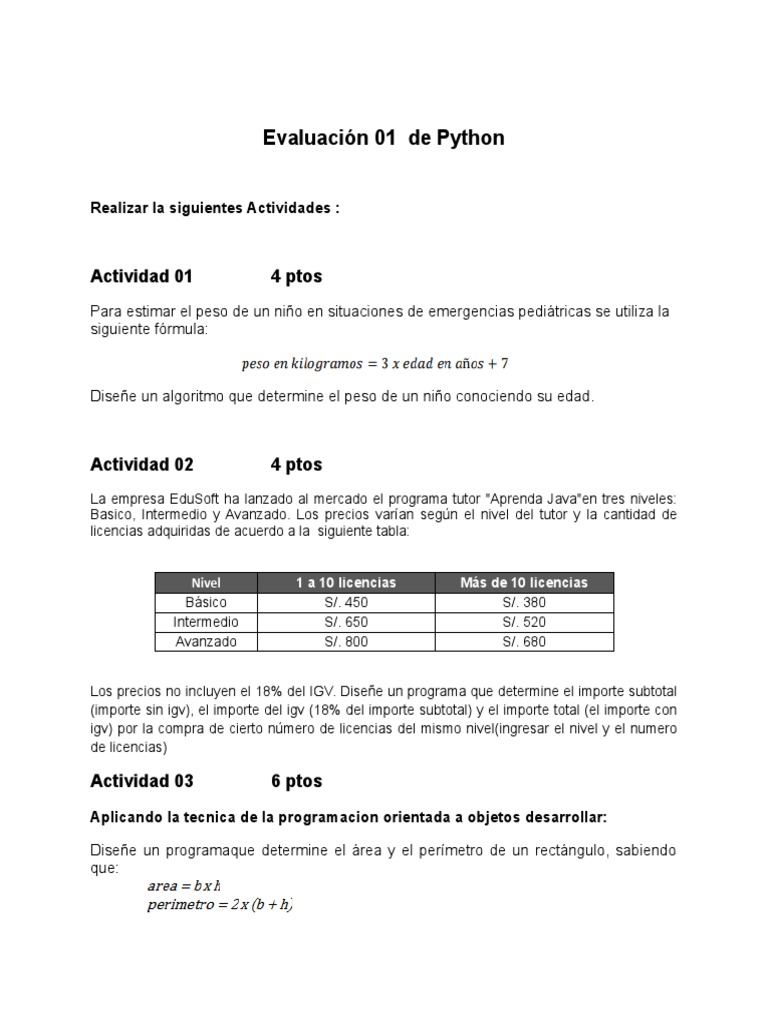 Actividades de Programación en Python | PDF | Finanzas y dinero