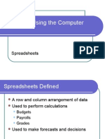 Unit 2-Using The Computer: Spreadsheets