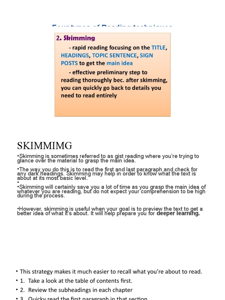 What Are The 4 Types Of Reading Techniques