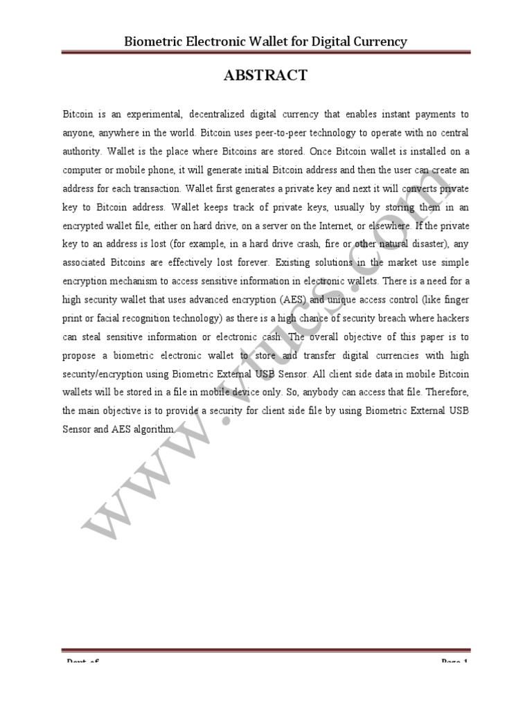 Biometric Wallet for Secure Digital Currency | PDF | Bitcoin | Public ...