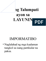 FPL-Uri NG Talumpati Ayon Sa Layunin