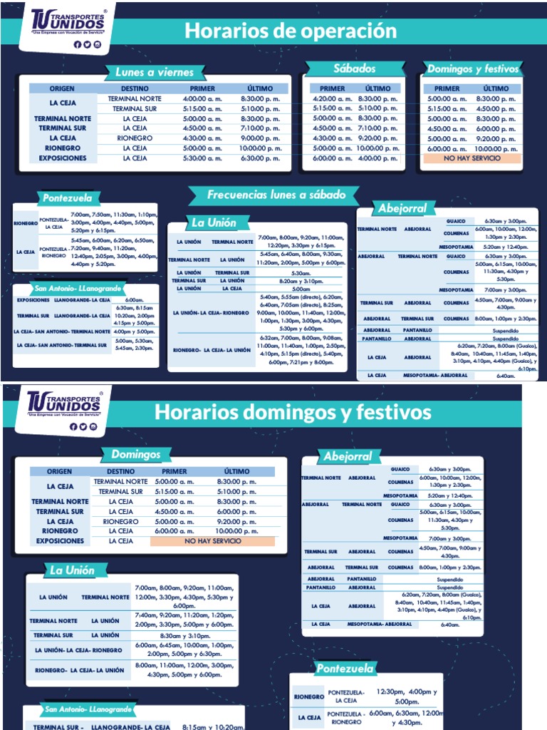 Horarios de Transunidos 2025 | PDF