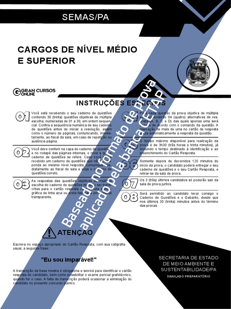 Instruções para Prova SEMAS/PA | PDF | Computação em nuvem | Economia