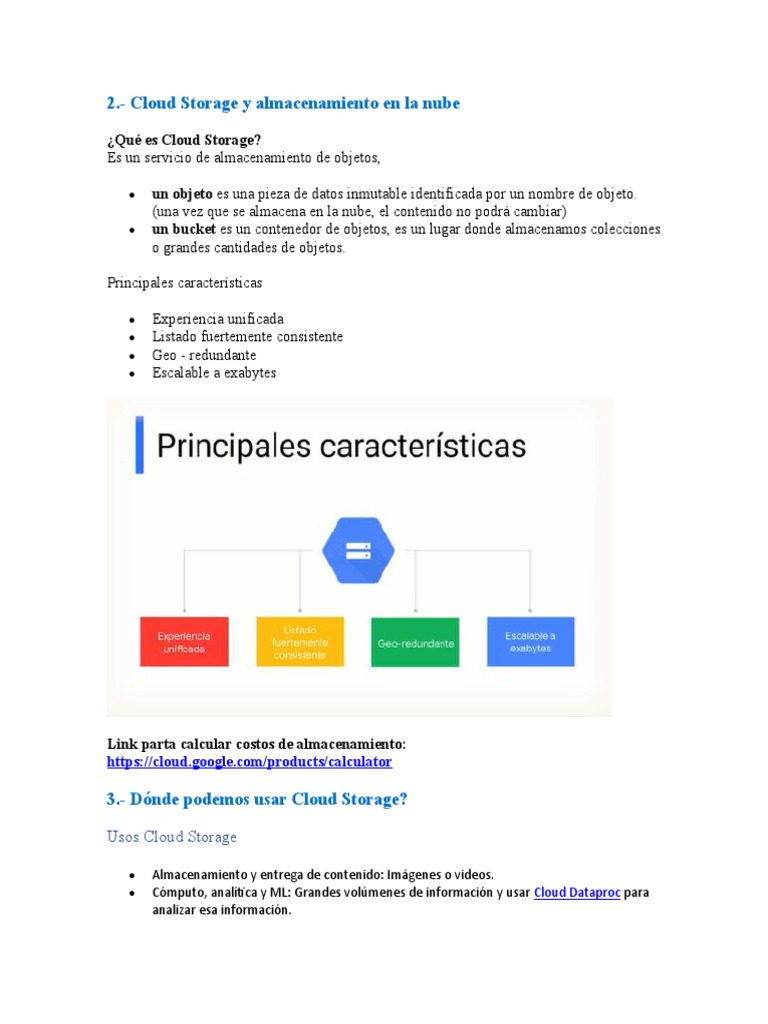 Almacenamiento en Google Cloud Storage | PDF | Computación en la nube ...