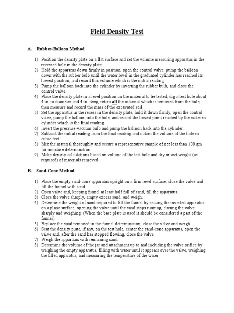 Field Density Notes | PDF