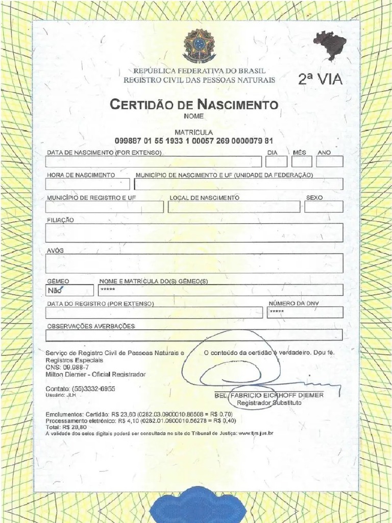 Certidão Nascimento Pdf
