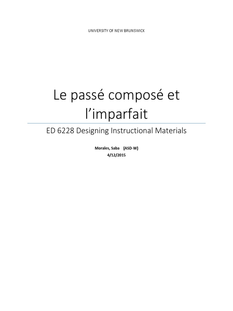 Passé Composé et Imparfait Simplifiés | PDF | Verbe | Mécanique du langage