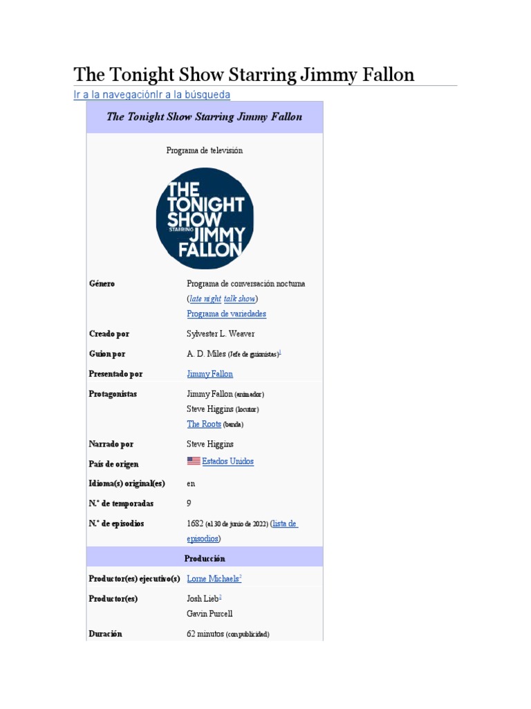 The Tonight Show Starring Jimmy Fallon Pdf El Show De Esta Noche