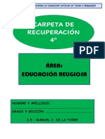 4º - Carpeta de Recuperacion Secundaria - Educación Religiosa - 2022