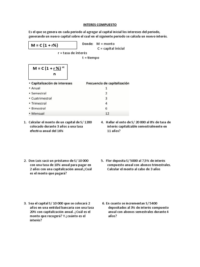 Interes Compuesto | PDF