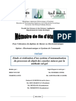 Etude Et Réalisation D'un Système D'automatisation Du Processus de Dépôt Des Couches Minces Par La Méthode Sol-Gel