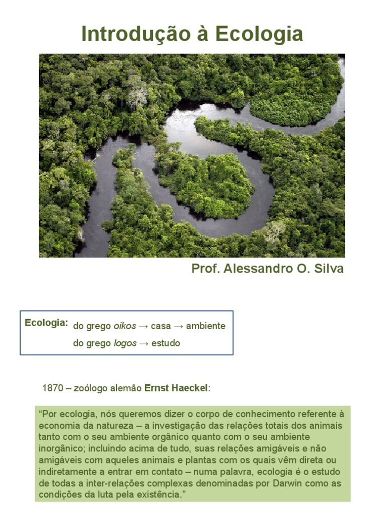 Aula 1 - Introdução À Ecologia | PDF | Ecologia | Ambiente natural