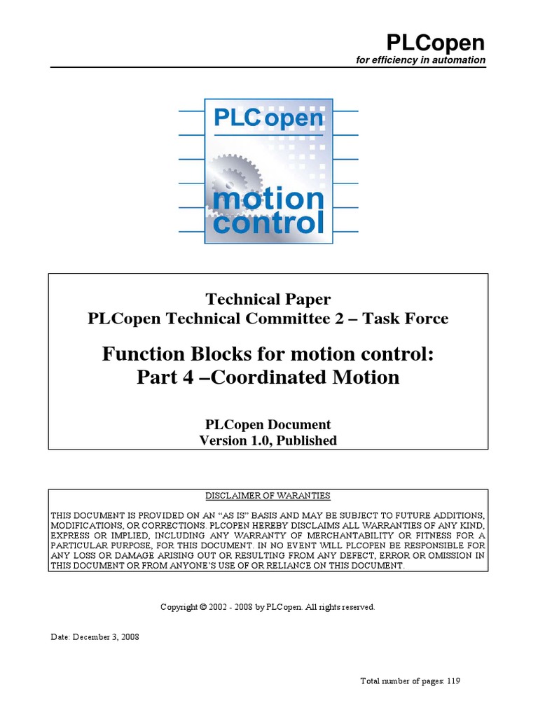 Plcopen Motion Control Part 4 Version 1.0 | PDF | Cartesian Coordinate ...