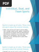 Individual Dual and Team Sports