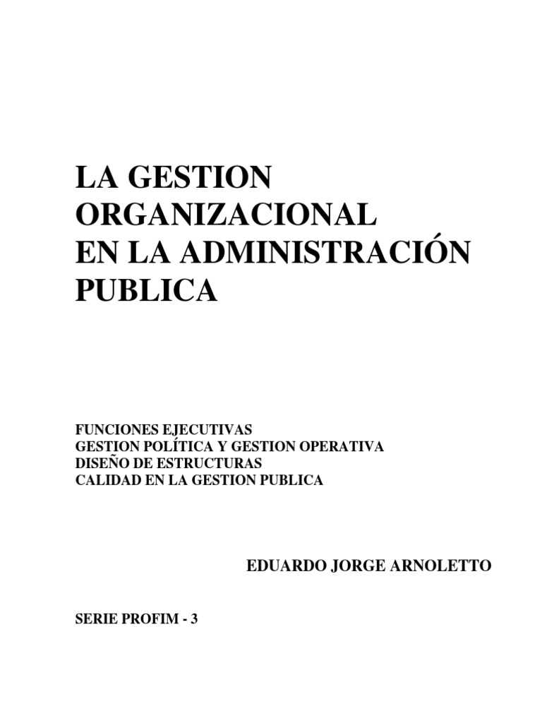 La Gestion Organizacional en La Administ | PDF | Planificación ...