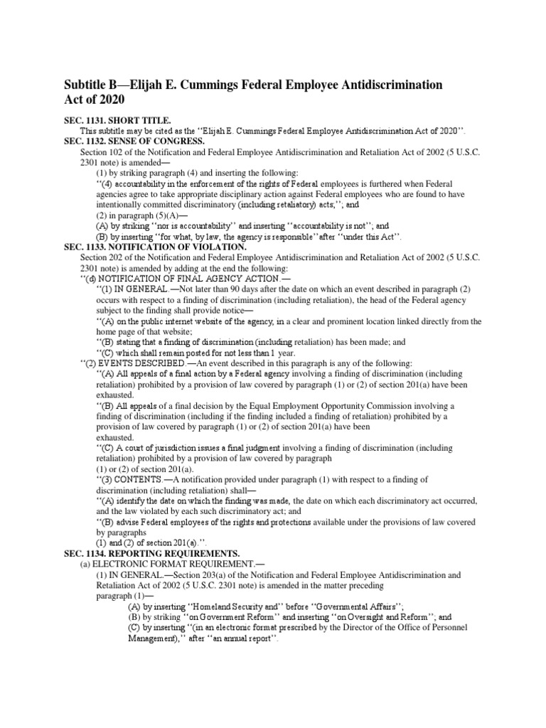 C4c upload of the elijah cummings federal employee anti discrimination