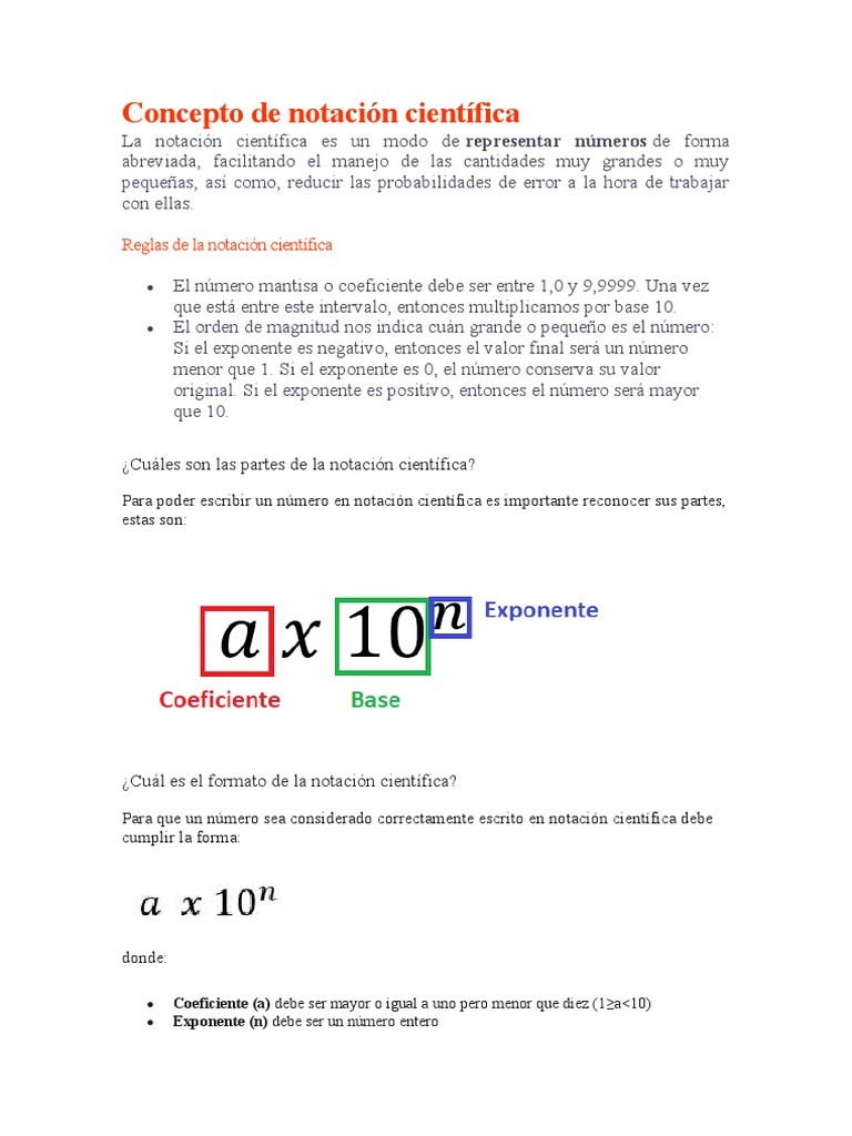 Concepto y uso de notación científica | PDF | Métodos y materiales de ...