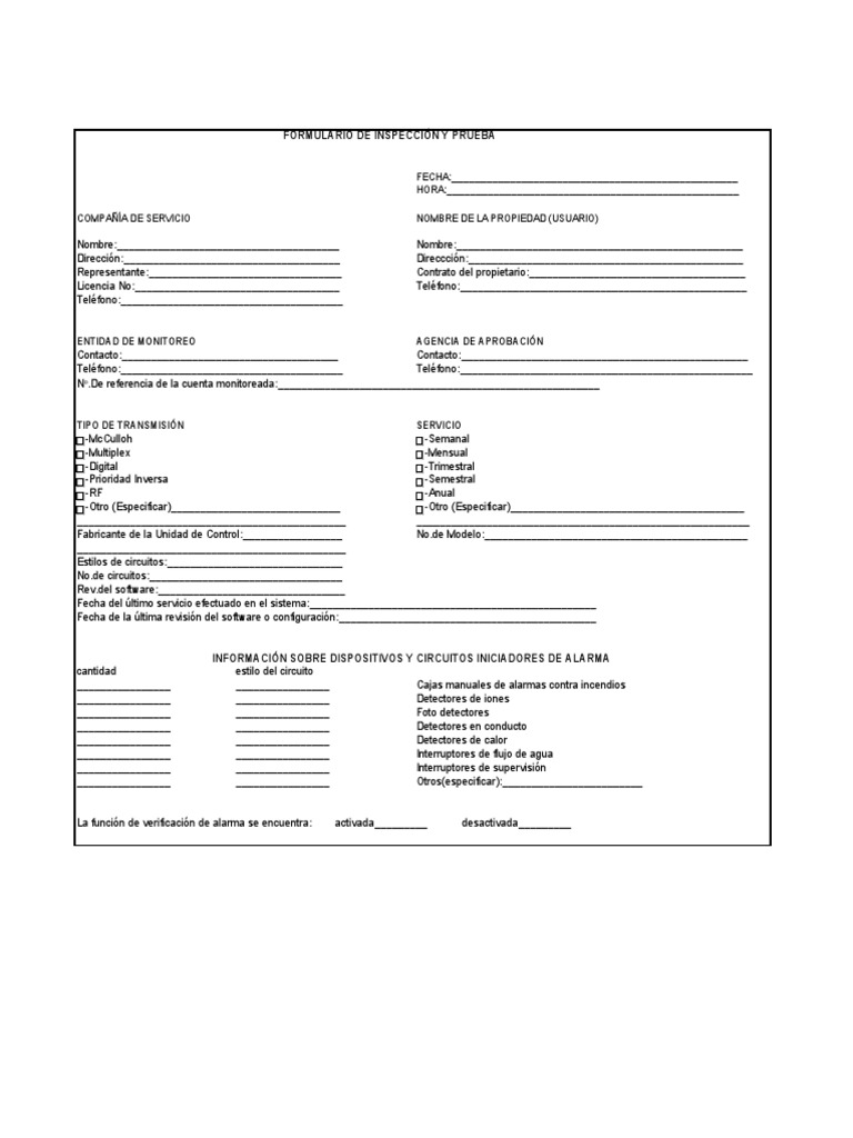 Formulario de Inspección de Sistemas Contra Incendio | PDF