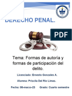 Formas de Autoría y Formas de Participación Del Delito.