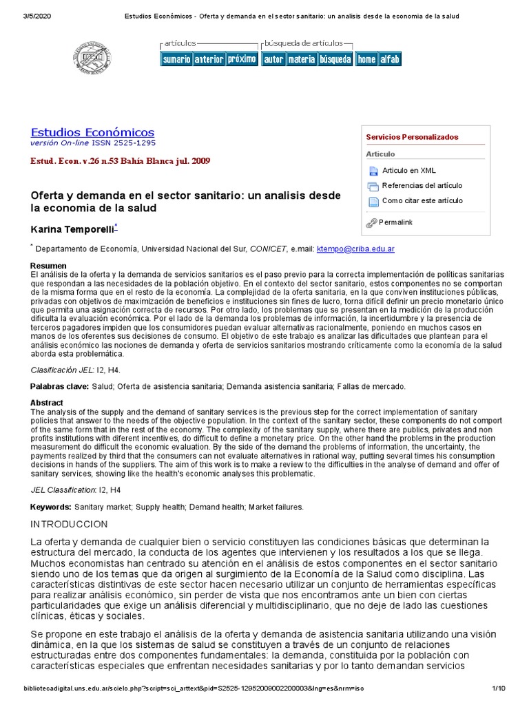 Análisis de oferta y demanda en salud | PDF | Curva de demanda ...