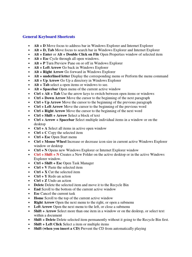 Essential Keyboard Shortcuts Guide | PDF | System Software | Human ...