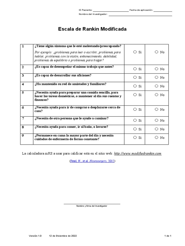 Escala de Rankin Modificada para EVC | PDF | Relaciones personales ...