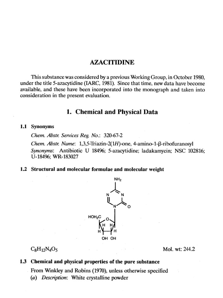 AZACITIDINE Medical Specialties Earth & Life Sciences