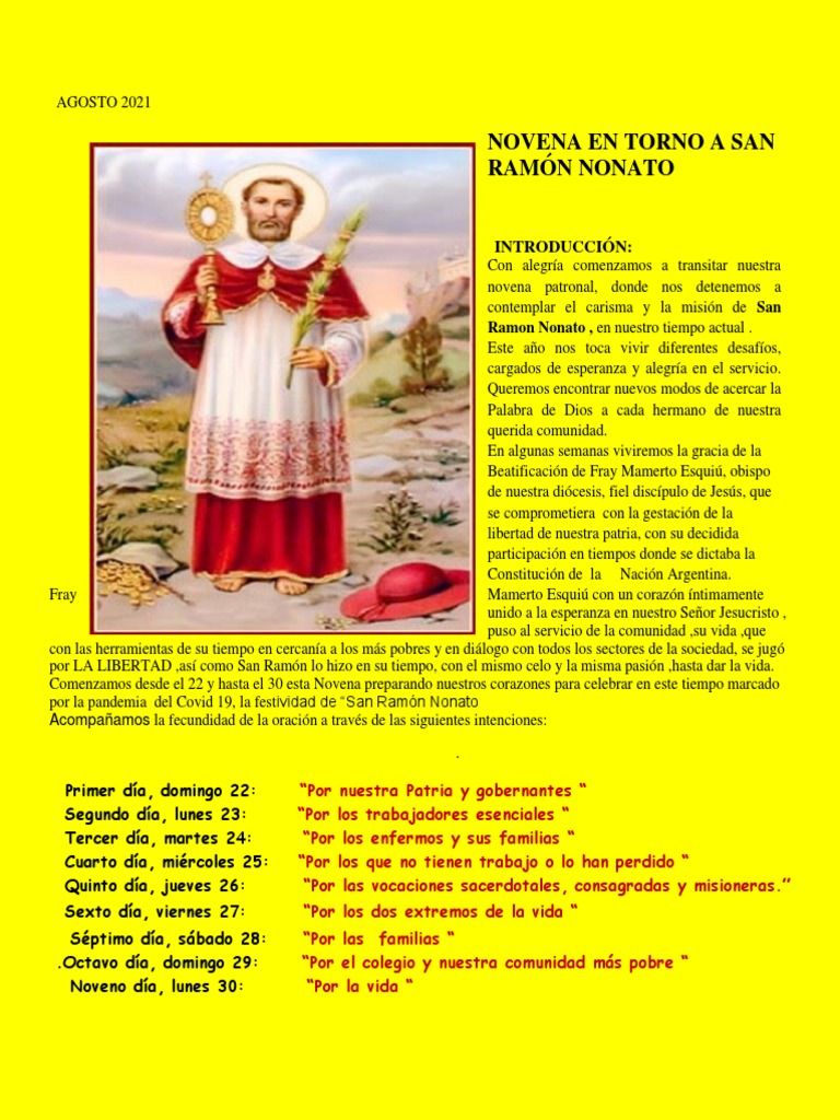 Novena a San Ramón Nonato 2021 | PDF | María, madre de Jesús | Oración