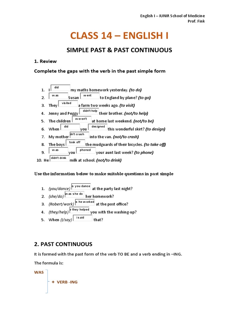 Simple Past and Past Continuous Review | PDF | Linguistics | Grammar