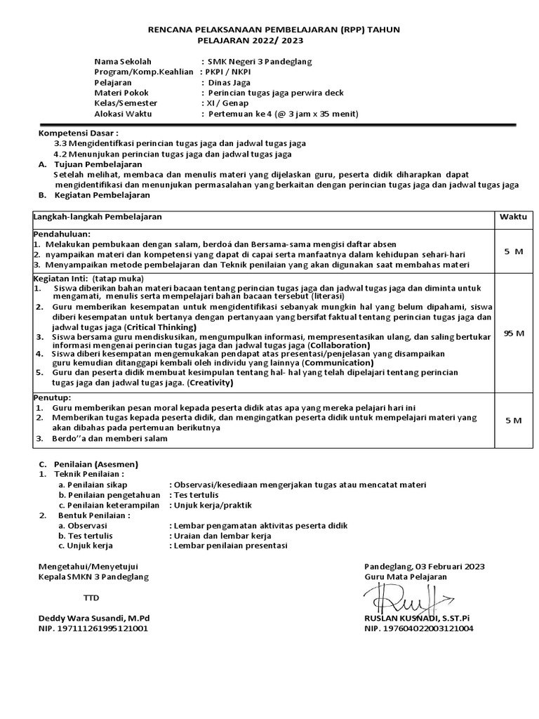 Perincian Tugas Jaga Dan Jadwal Tugas Jaga Pdf