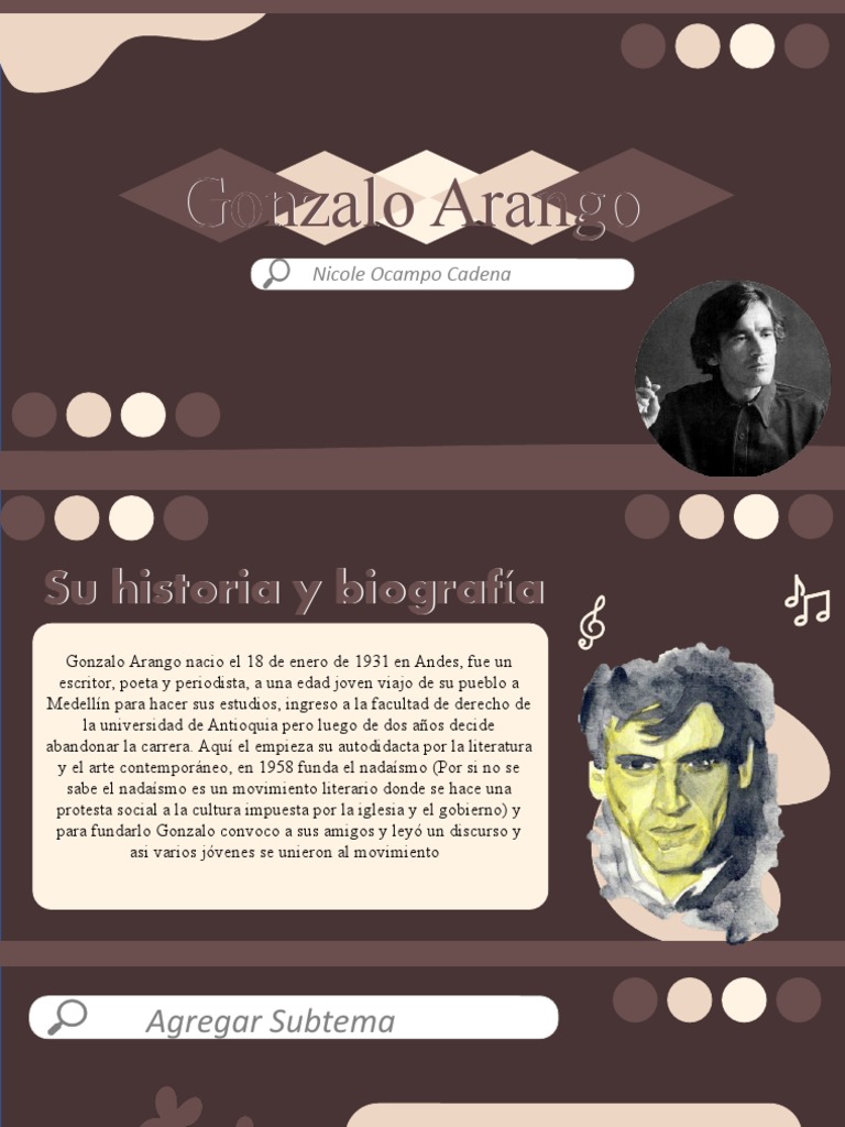 Biografía de Gonzalo Arango | PDF