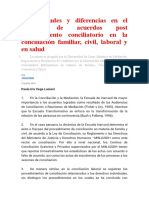 Similitudes y Diferencias en El Registro de Acuerdos Post Procedimiento Conciliatorio en La Conciliación Familiar, Civil, Laboral y en Salud