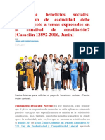 Suspención Del Plazo de Caducidad, para Todos Aquellos Conceptos de Carácter Laboral en Donde Opere La Caducidad (Casación 12892-2016, Junín)