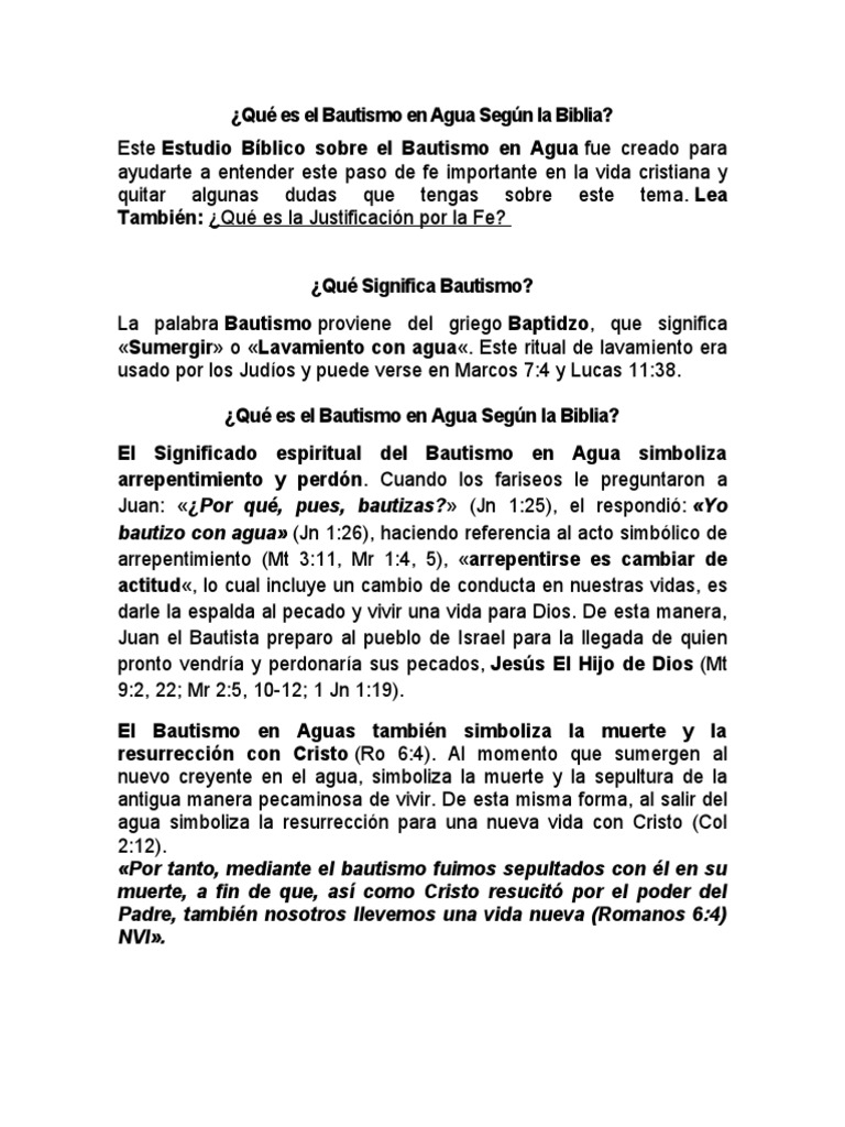Qué Es El Bautismo en Agua