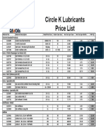 Circle K Lubricants Price LIst ROI 18.04.22
